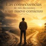 Hombre frente a dos caminos, de la tormenta hacia la luz, símbolo de las consecuencias de mis decisiones.