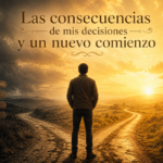 Hombre frente a dos caminos, de la tormenta hacia la luz, símbolo de las consecuencias de mis decisiones.